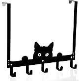 Moxweyeni Black Cat Over The Door Hooks Heavy Duty Organizer Rack for Towel Wall Mount Bathroom Decor Door Hanger Hooks for Hat Coat Cloth Keychain Bag