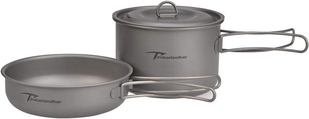 Timberbrother Camping Cookware Mess Kit with Lightweight Folding Camping Pots and Pans Set