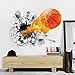 3D Basketball Wall Sticker Decal Living Room Bedroom Decor for Men Teenager Boy Kid Children Baby Room Nursery Wall Art Murals Wallpaper Poster