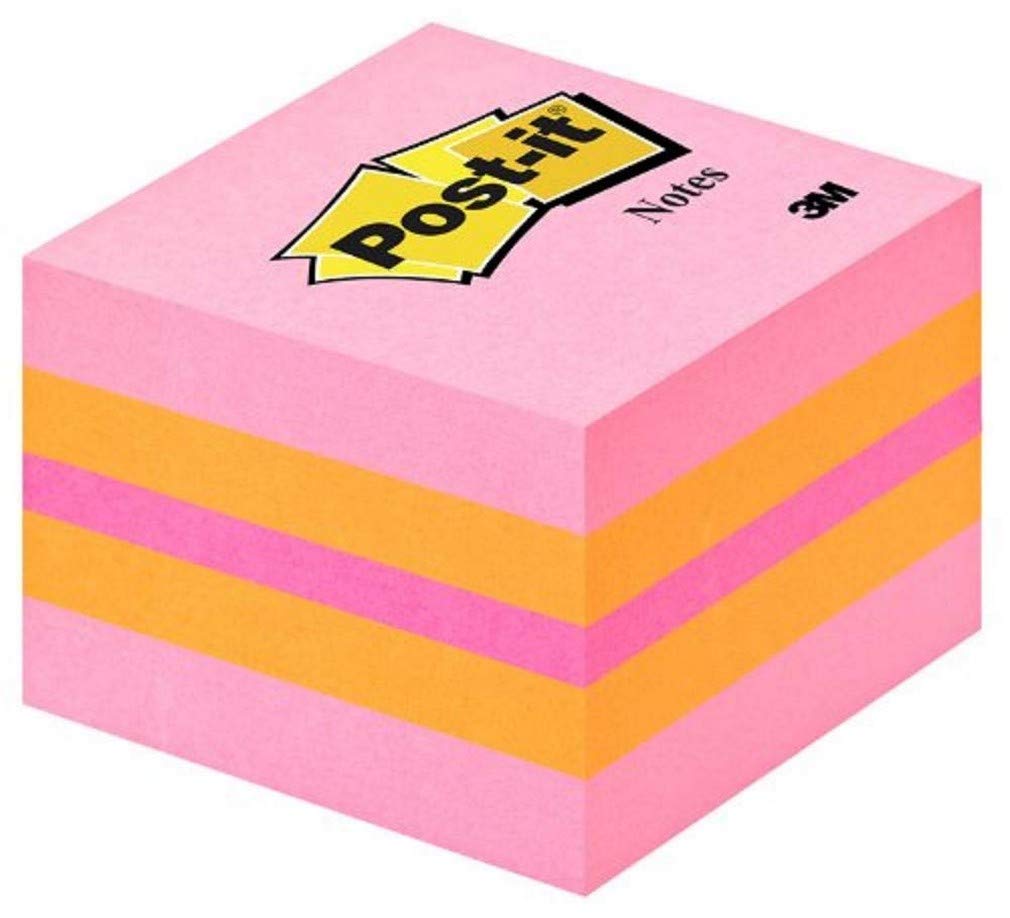 Post-it® Mini Cube - Pink - (Coral, Neon Orange, Neon Pink, Neon Orange) - 400 Sheets - 51x51mm
