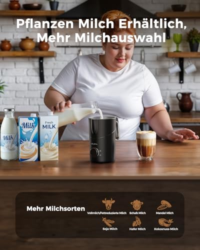 COLDFILL Electric Milk Frother 8-in-1, Automatic Milk Frother 400 ml for Hot & Cold Foams, Dishwasher Safe, Quiet, Removable, for Cappuccino, Oat Milk, Latte, Soy Milk