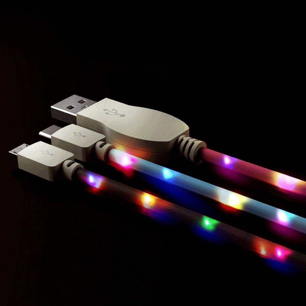 Minlop Rhythm Data Line Intelligent Voice Control Fast Charge Visible Flashing Lighting USB Cable 3.3ft LED Charger Charging Cord - Type C, Android