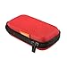 Red Rectangle Small EVA Case - Portable Protection Hard Shell Exterior Lightweight Universal Zipper Pouch Carrying Bag for Earbud, Headset, Charger, Airpods, iPod, USB Cable, MP3, Key, Change Purse