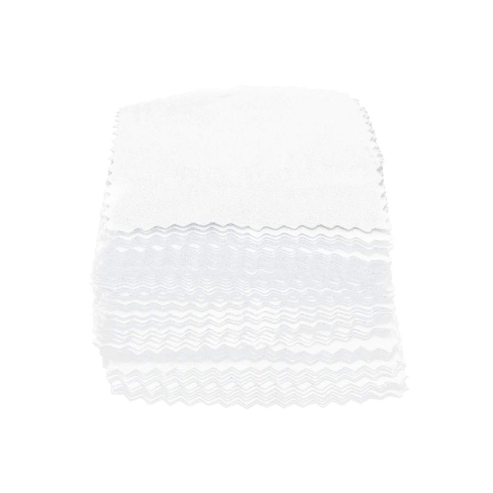 50pcs Jewelry Cleaning Cloths White Polishing Cloth Polishing Cleaning Cloth for Silver and Platinum Jewelry, Watch, Glasses(White)