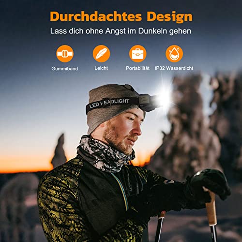 CIRYCASE Stirnlampe LED USB Wiederaufladbar, 2023 Aufgerüstete Zoombare Kopflampe, Superhelle Leichte 600 Lumen mit 4 Modi, Wasserdichter & 90° Verstellbarer Stirnleuchte für Camping, Laufen, Wandern