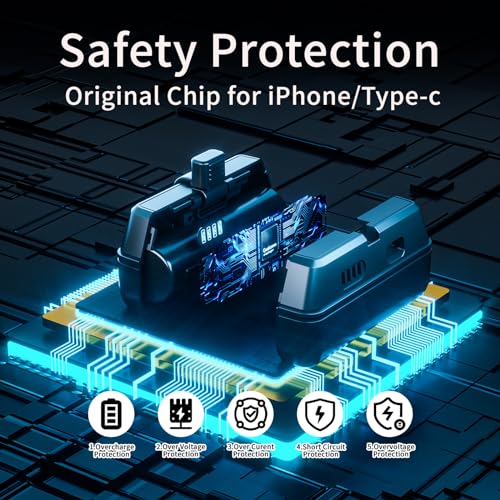 SMALL PORTABLE CHARGER FOR IPHONE/TYPE-C DUAL PLUG CONNECTOR 5000MAH FOLDABLE POWER BANK MINI PLUG-IN BATTERY PACK BACKUP CHARGER COMPATIBLE WITH IPHONE15/15PRO MAX/IPHONE 14/13 SERIES (BLACK+WHITE)