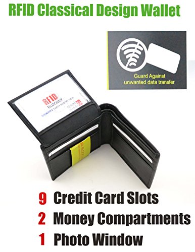 Genuine Leather Sheep Skin Anti-Theft RFID Wallet Black New