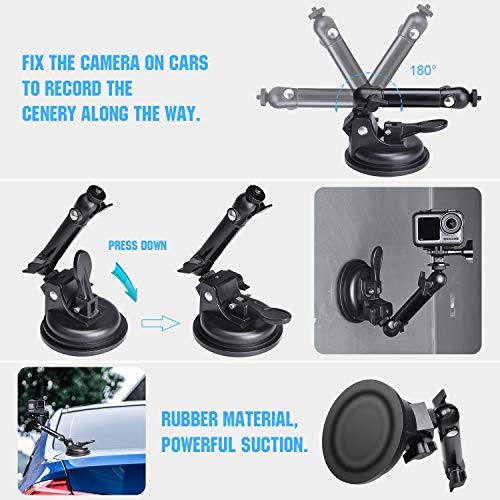 fantaseal Action Camera Smartphone Suction Cup Race Car Cockpit Mount Motion Camcorder Vehicle Windshied Hood Rooftop Holder for GoPro Sony iPhone Hi-Speed Filming