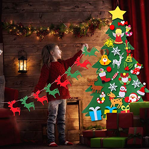 image for JOYORUN Felt Christmas Tree, 3.3 ft DIY Christmas Tree with 29 Pcs Orn
