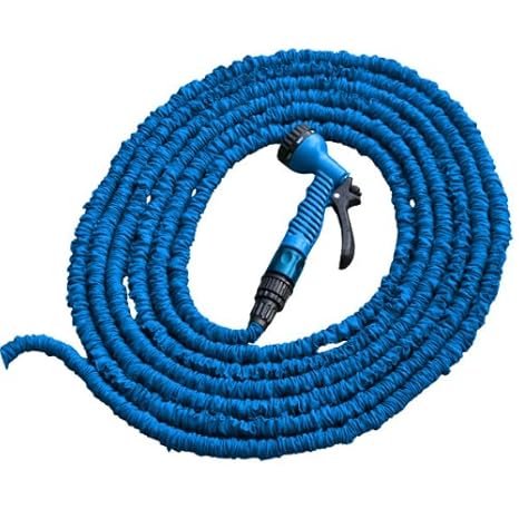 Bradas WTH515BL 5/15 m Ausbau Gartenschlauchleitungflexibel erweiterbar Schlauch und Spritzdüse, blau, 30 x 30 x 10 cm