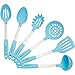 Culinary Couture 6-Piece Stainless Steel & Silicone Kitchen Utensils Set, Silicone Cooking Utensils, Heat Resistant Kitchen Cooking Utensils Set, Includes a Bonus Recipe E-Book, Aqua SKy