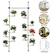 Indoor Plant Storage, FOME Metal Spring Double Pole Stand Corner Flower Display Rack Plant Storage Shelf Hanging Plant Stand Planter Rack Indoor with 12 Trays 2 Hooks 1 Telescopic Rodthumb 4
