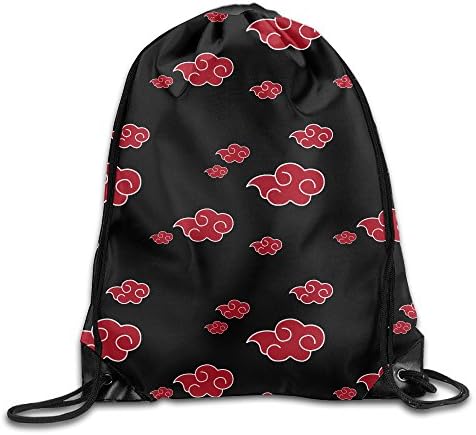 FOODE Akatsuki Pattern Drawstring Backpack Sack Bag