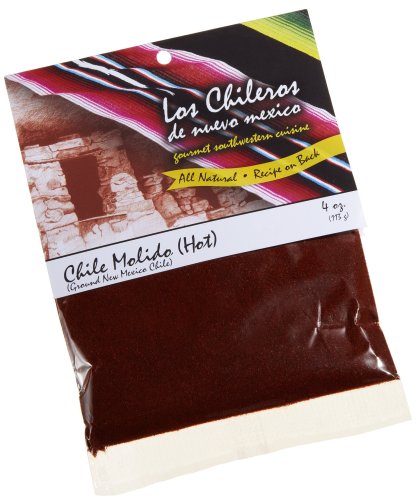 Los Chileros Chile Molido (Ground New Mexico Chile, Hot), 4-Ounce Packages (Pack of 12)
