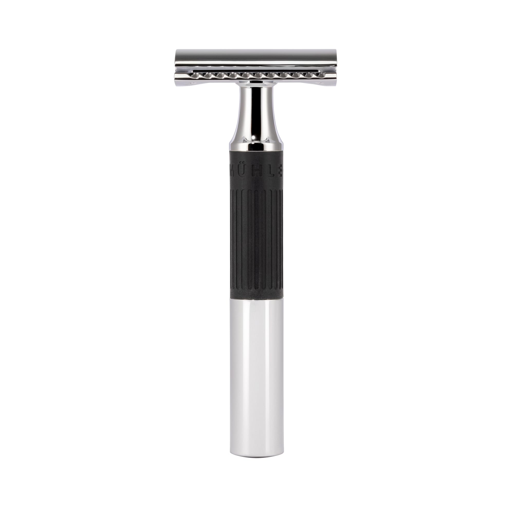MÜHLE NEO Safety Razor - A safety razor ideal for beginners to wet shaving - Metal with rubber grip - Black