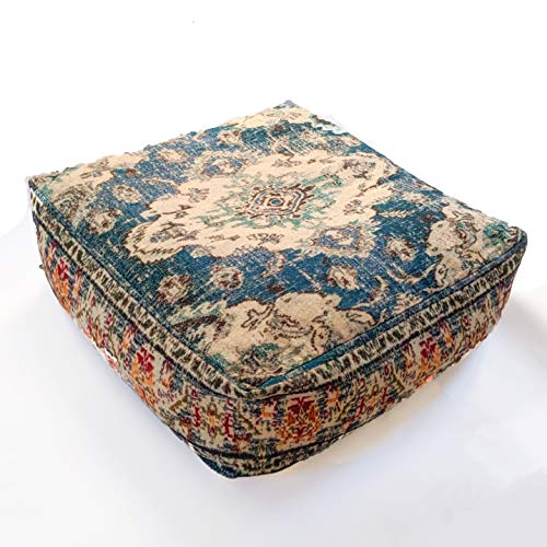 Mandala Life ART Bohemian Yoga Decor Pouf Ottoman - Stuffed - Round Meditation Pillow - Hand Printed Organic Cotton Floor Cushion - Thumbnail 5