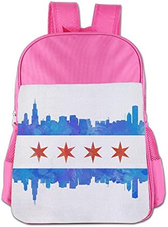 CJTRTE Chicago State Flag Retro Girls&amp;Boys Shoulder Backpack School Bag Bagpack For Kids Students(2Color:Pink,Blue)