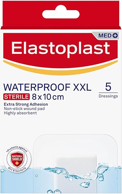 Elastoplast Waterproof XXL Med+ Dressings 5 Plasters 8x10 cm 0% Latex