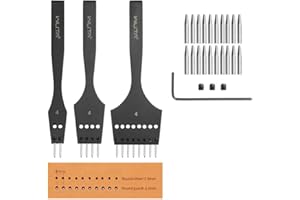 WUTA Leather Stitching Punch, 3nd Removable Leather Punch Tool, Professional Working Hand Tool Set for DIY Leather Craft（4mm- 2+4+8 Hole）