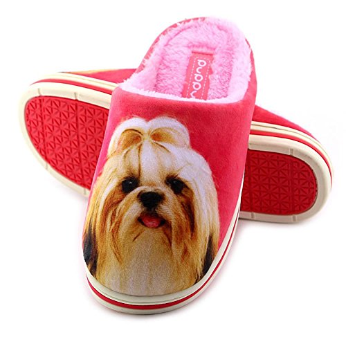 Cute Funny Unisex Animal Cartoon Pattern Winter Warm Thick Slipper Shih Tzu 6.5/7 - Thumbnail 2
