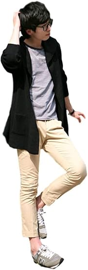 Amazon Black Omen 前開き ボタンなし 長袖 ロング丈 ニット メンズ タイトフィット 黒色 ブラック L N024bk L カーディガン 通販