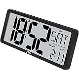 TXL Digital Wall Clock Large Display, Custom Alarm/Calendar/Count Up-Down Timer, Switchable Temp in F/C, 12/24Hr Desktop Day 