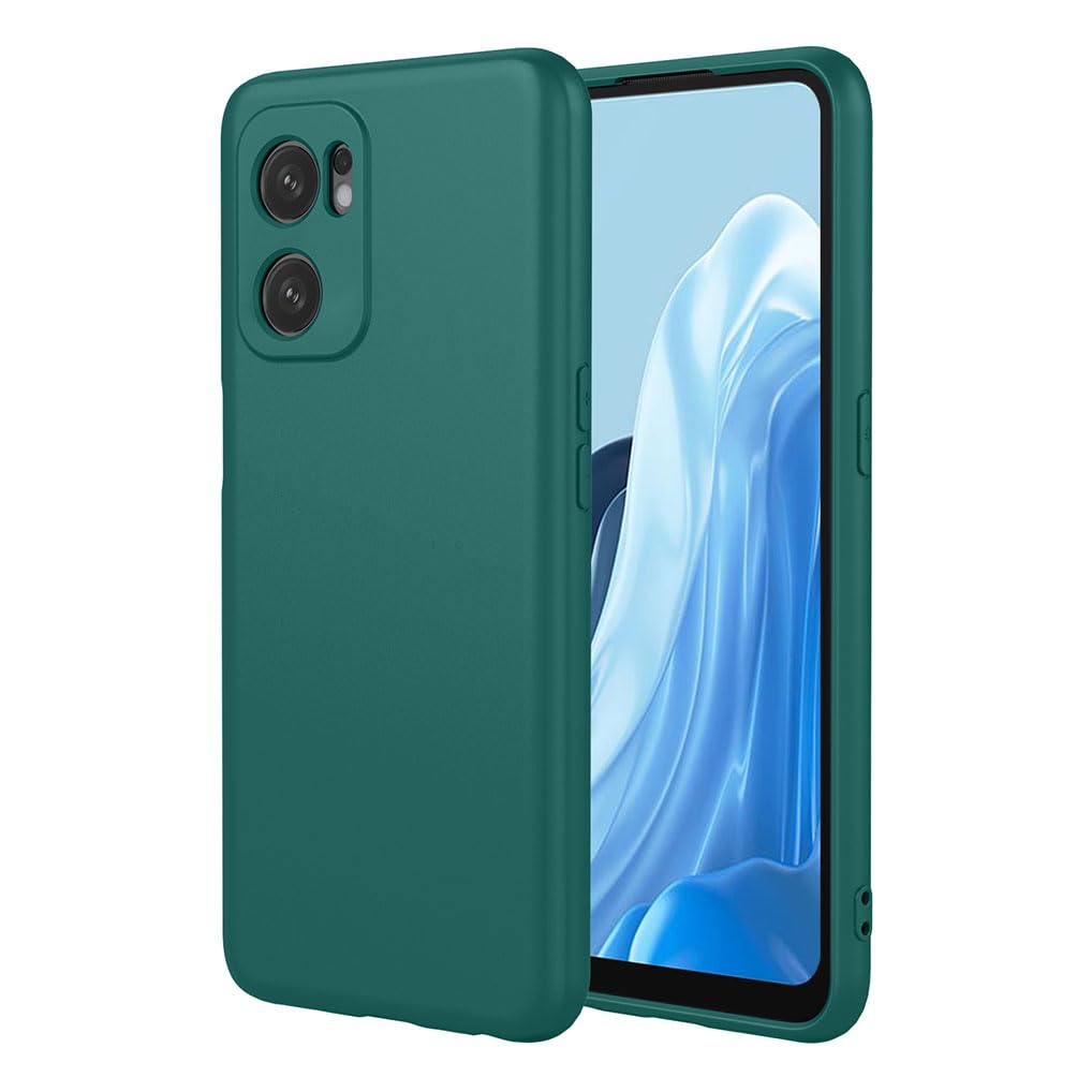 SEAHAI Case for OPPO Find X5 Lite 5G, Ultra Thin Silky-Soft Touch Liquid Silicone Phone Cover with Shockproof Airbag Design, Premium TPU Bumper Fashion Case - Dark Green