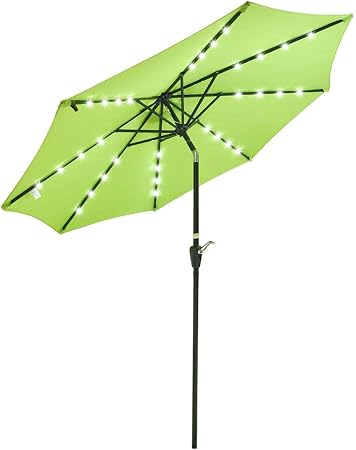 Amazon Com Ampersand Shops 9 Ft Outdoor Patio Tilt Umbrella With Solar Powered Energy Efficient Led Lights Lime Green Garden Outdoor