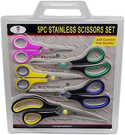 MVA Swiss 5-Piece Value Pack Multi Purpose Scissor Set with Comfort Grip Handles