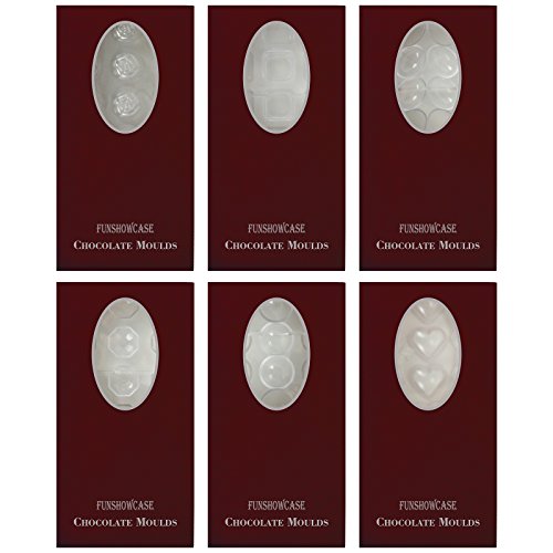 Funshowcase Rose, Heart, Dome, Diamond,Oval Shape Chocolate Mold PS Plastic 6-piece Set Bite Size