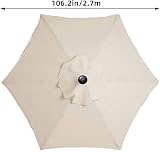 TWSOUL Replacement Parasol Fabric Cover 2.7 m 6 Ribs White UV30+ Canopy view 4