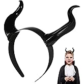 Ciieeo Horn Headband Halloween Black Devil Horns Hair Hoop Ox Horn Headpiece for Costume Party Accessories