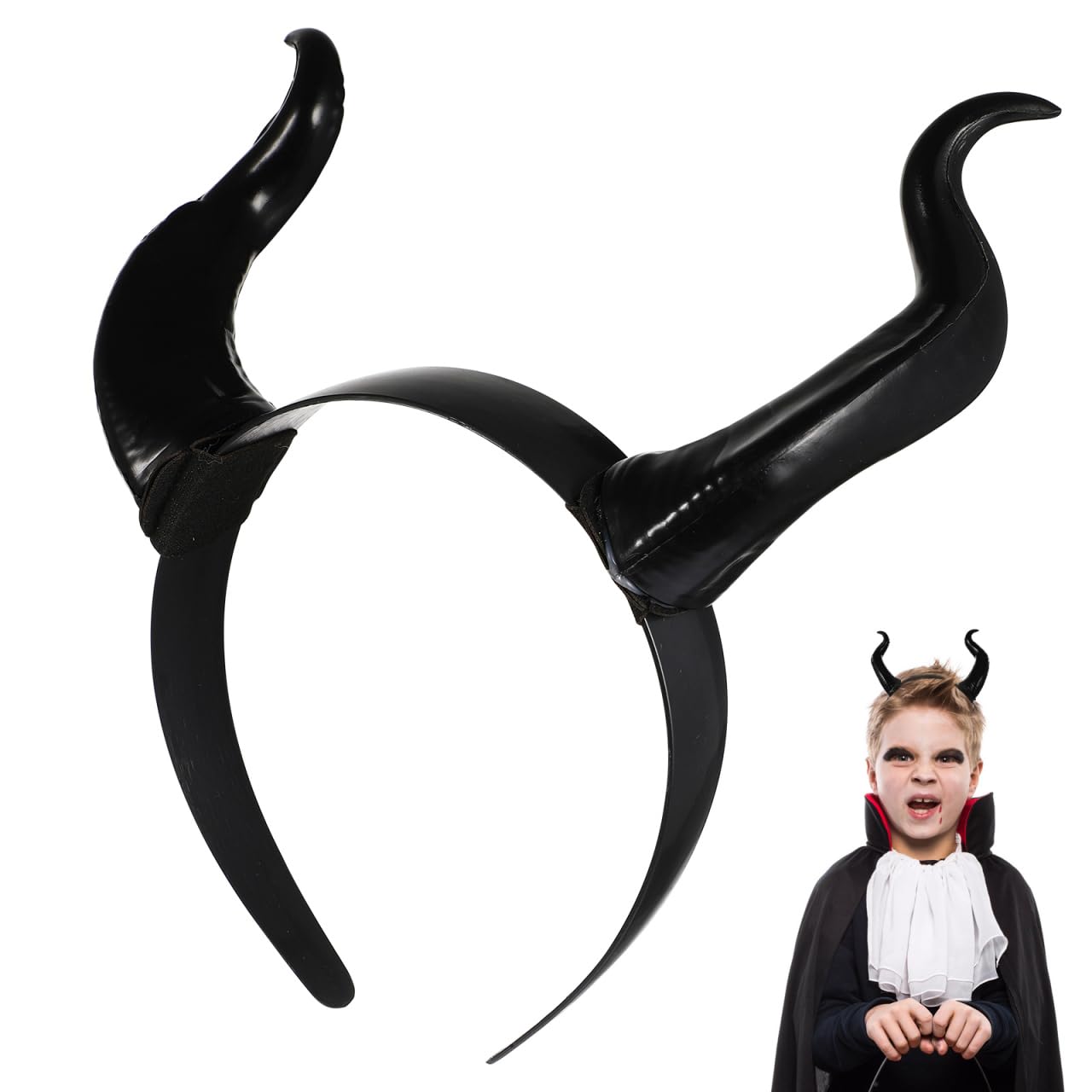 MAGICLULU Halloween Ox Horn Headband Gothic Horn Headdress Party Hair Accessories for Adults Kids