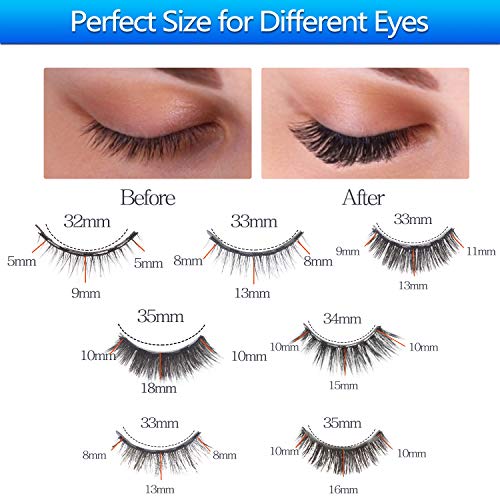 7 Pairs Reusable Magnetic Eyelashes and 2 Tubes of Magnetic Eyeliner Kit，Upgraded 3D Magnetic Eyelashes Kit With Tweezers Inside