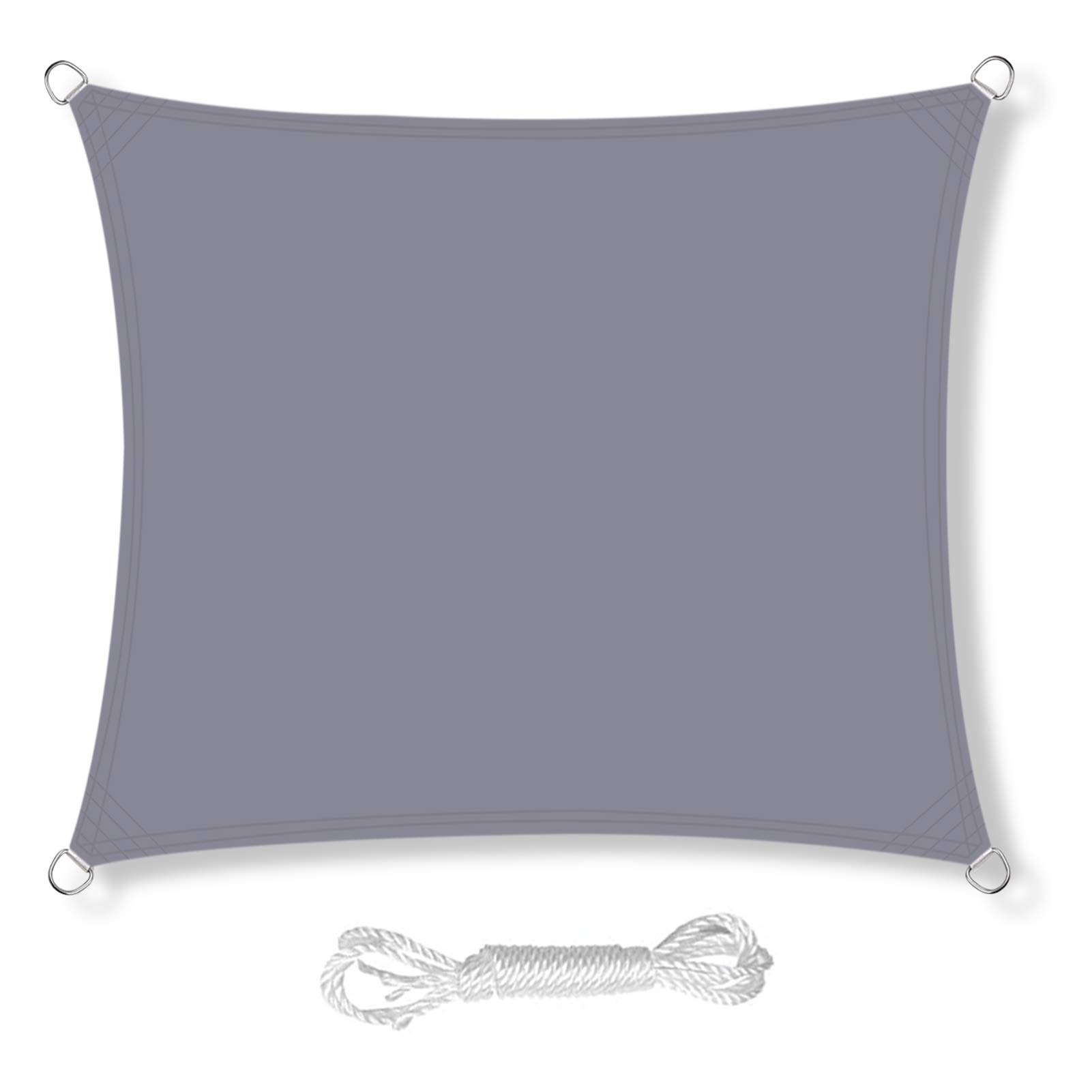 HEYOMART Sun Shade Sail 3m x 3m Square Shade Sails Waterproof Outdoor Garden Patio Party Sunscreen Awning Canopy 98% UV Block With Free Rope, Grey