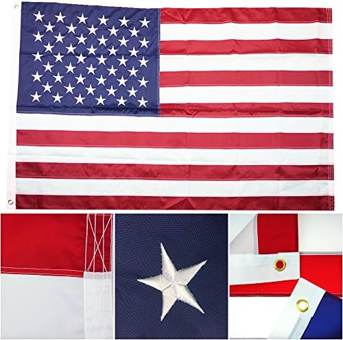 Scream Store American Flag 4x6 feet Durable Heavyweight 210D Nylon Embroidered Stars Sewn Stripes Brass Grommets USA US U.S. Flag Perfect for Indoor Or Outdoor Flagpole