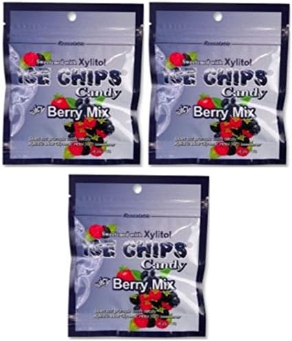 Ice Chips Berry Candy, Xylitol Sweetened, 3 Pouches
