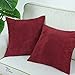 CaliTime Throw Pillow Covers Pack of 2 Comfy Corduroy Corn Striped Waffle Decorative Cushion Cases for Couch Sofa Bed Farmhouse 18 X 18 Inches Burgundy