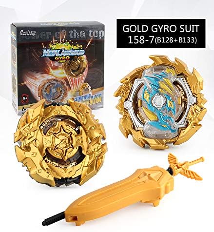 Battling Tops Bey Battle Burst High Performance Set with 4D Launcher Grip Battle Set (Gold)