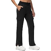 TBMPOY Women's Cargo Sweatpants Straight Leg High Waisted Wide Leg Athletic Pants Zipper Pockets Bottom Trendy Black S