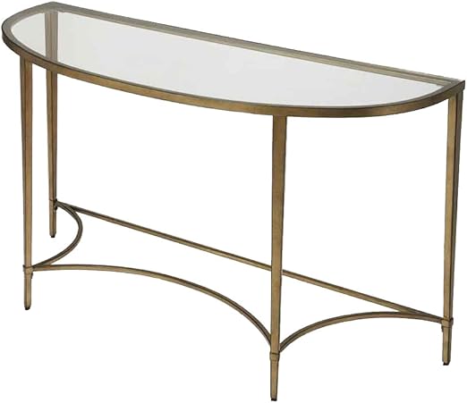 Amazon Com Offex Gold Tempered Glass Demilune Console Table Kitchen Dining