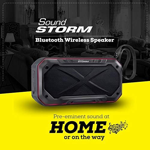 Growell World Sound Storm Waterproof Bluetooth Speaker with MIC USB Micro SD Card AUX in/Shockproof for All Android Apple Devices (Black)