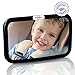 Baby Rear View Mirror - for Rear Facing Car Seat - Large Wide Angle Clear Backseat View - Newborns Babies Toddlers - Fits Cars Trucks SUVs - Adjustable Nylon Straps - Shatterproof Safety Glass