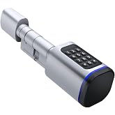 Smart Door Lock, Euro Door Smart Cylinder Lock, Electronic Locks Applicable to Wooden Iron Security Door (Silver)