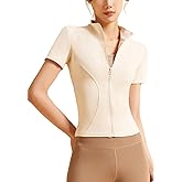 VIEWON Women's Running Slim Full Zipper Stand-up Collar Fitness Casual Short Sleeve Sports Workout Jacket