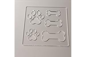 YUXUANISH Paw Print Template,Dog Bone&Paw Inlay Acrylic Router Template,Clear Acrylic Template,Acrylic Router Template (7.75x7.75)