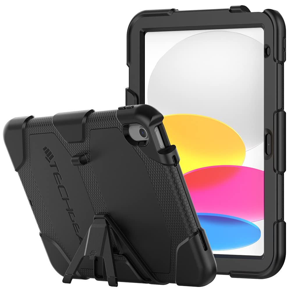 TECHGEAR G-SHOCK Case for iPad 11" A16 (11th Gen 2025) & 10.9" (10th Gen 2022), Heavy Duty Rugged Shockproof Protective Screen Protector Case with Stand, For Schools, Builders, Kids, Everyday Use