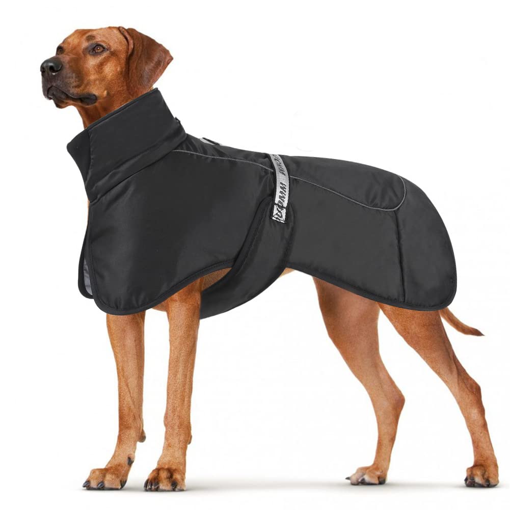 DoggieKit Dog Coats WaterProof Windproof Warm Winter Safe Threaded Reflective Strips Jacket for Medium Large Dogs with Harness Hole Puppy Pet Cold Weather Outfit Clothes Vest (Black, 3XL) — image 1