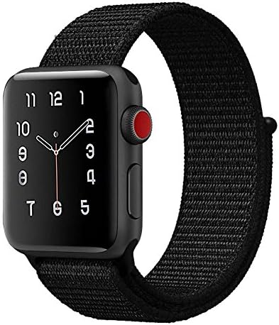 Uitee Smart Watch Band Dark Black Sport Loop, Uitee Newest Woven Nylon Band for Apple Watch Series 42Mm 3/2/1, Comfortably Light with Fabric Like Feel Wrist Strap Replacement with Classic Buckle