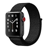 Uitee Smart Watch Band Dark Black Sport Loop, Uitee Newest Woven Nylon Band for Apple Watch Series 42Mm 3/2/1, Comfortably Light with Fabric Like Feel Wrist Strap Replacement with Classic Buckle